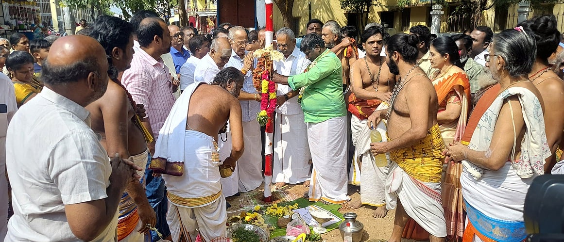 கோவில்பட்டி செண்பகவல்லி அம்மன் கோயிலில் யாகசாலை பூஜைக்கான கால்நாட்டு விழா