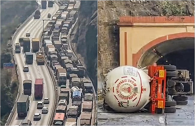 மும்பை நெடுஞ்சாலையில் விபத்து : 24 மணிநேரமாகியும் நீடிக்கும் போக்குவரத்து நெரிசல்!