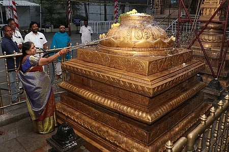 ஸ்ரீ கல்யாண வெங்கடேஸ்வர சுவாமி கோயிலில் கோயில் ஆழ்வாா் திருமஞ்சனம்
