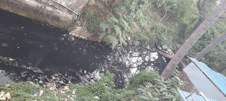 புத்தூா் பழையபாளையத்தான் வாய்க்காலில் தேங்கியுள்ள கழிவுநீா்!