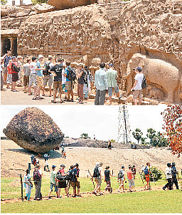 கோடைக் கொண்டாட்டம்: மாமல்லபுரத்தில் குவியும் சுற்றுலாப் பயணிகள்