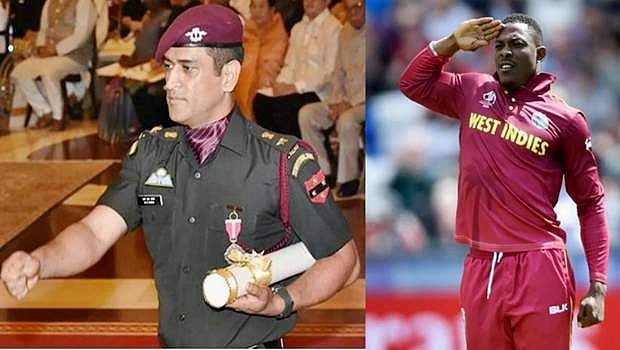 ராணுவப் பணி: தோனிக்கு 'சல்யூட்' அடித்த மே.இ.தீவுகள் வீரர்!