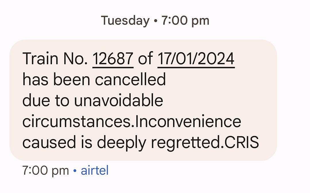 ஒரே எஸ்எம்எஸ், மொத்த பயணத் திட்டமும் அவுட்! ரத்து செய்யப்பட்ட சண்டீகர் எக்ஸ்பிரஸ்!