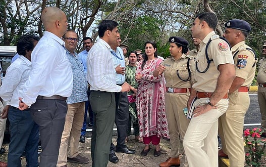 அமித் ஷா நாளை காரைக்கால் வருகை: மத்திய பாதுகாப்புப் படையினா் ஆய்வு